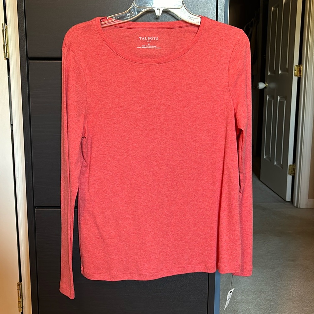 Rich coral colored long sleeve shirt